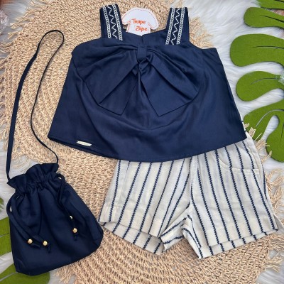 Conj Bata, Short e Bolsinha Marinho
